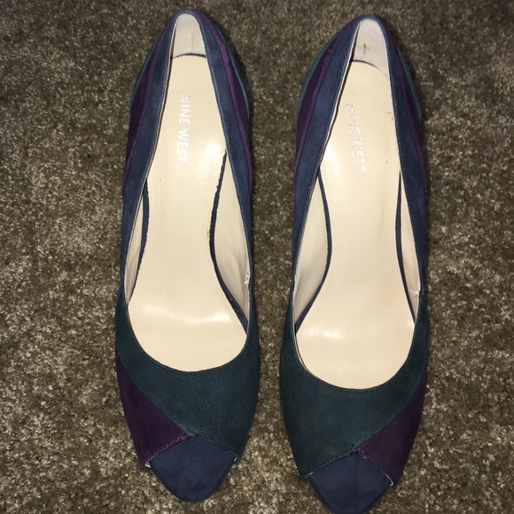Nine West Peep Toe Suede Purple Pumps Heels 10 - Picture 5 of 8